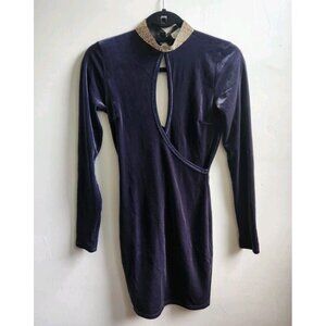 Privy Private privilege long sleeve velvet dress With Embellished Collar Size S